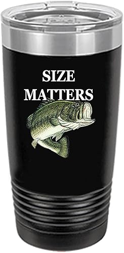Rogue River Tactical Taza de viaje grande de pesca divertida de 20 onzas con tapa tamaño importante, broma de pesca, regalo de pesca, color negro