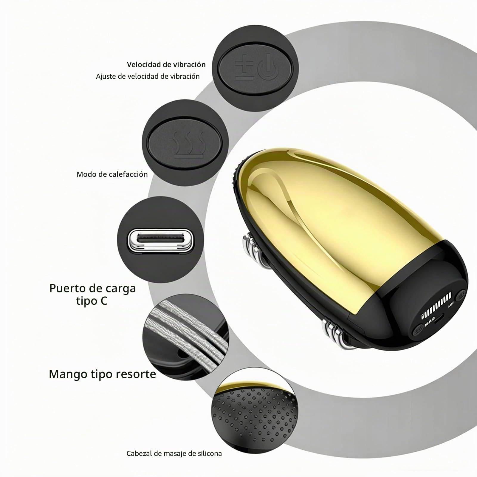 Masajeador de Barbería para Hombres, Profesional, Inalámbrico, de Metal, de Mano, con, Carga USB, Masaje de Cabeza, 2 Nodos de Masaje, Aparato de Masaje