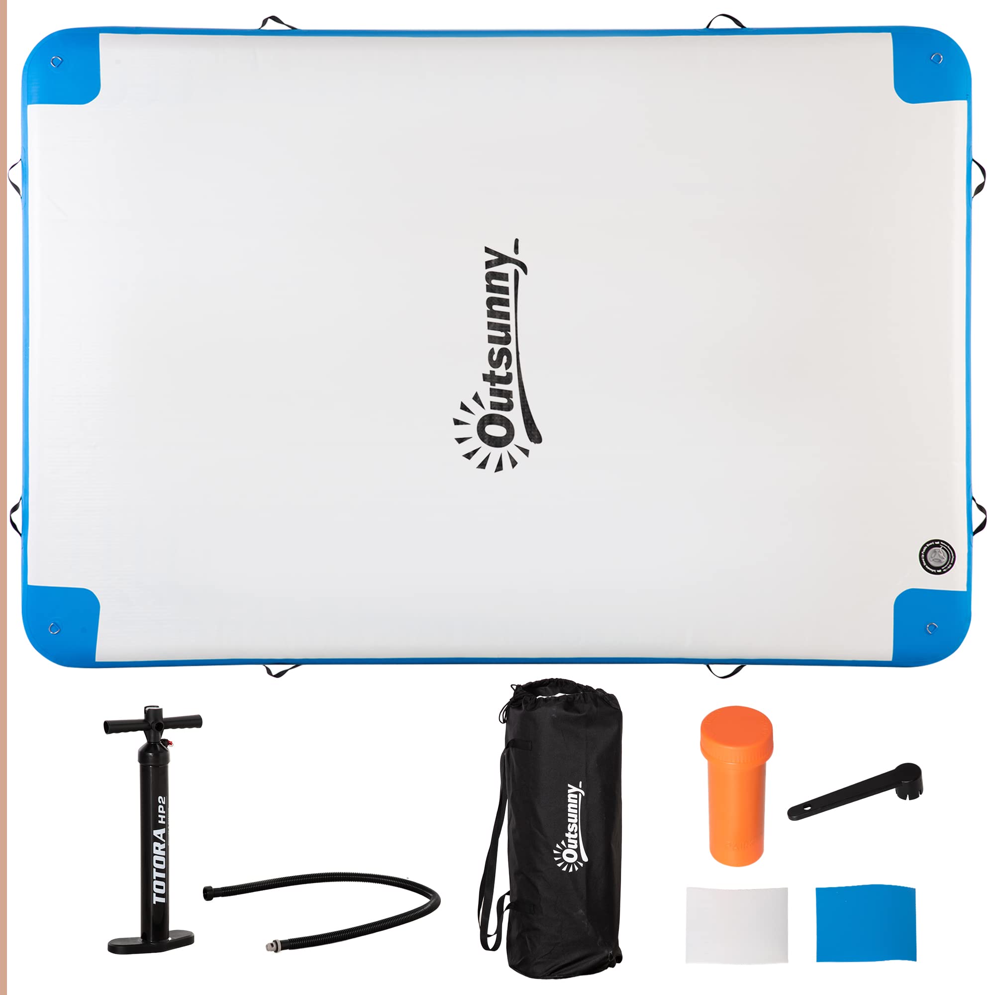 Buy Outsunny Water Inflatable Floating Dock, Inflatable Platform Island