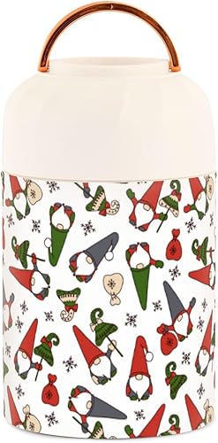 Miniatura 2 de MCHIVER Christmas Gnome Trees Food Jar with Spoon Stainless Steel Vacuum Insulated Food Container 17 oz Soup Thermos for Adults