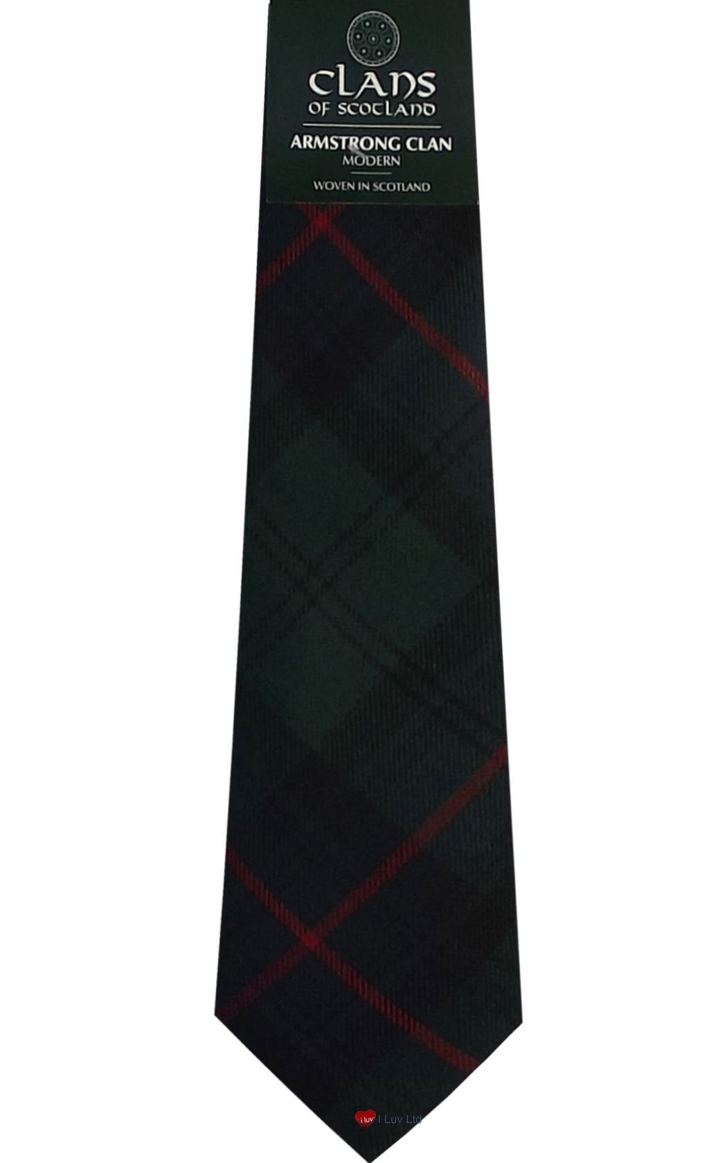 I LUV LTD Armstrong Clan 100% Wool Scottish Tartan Tie
