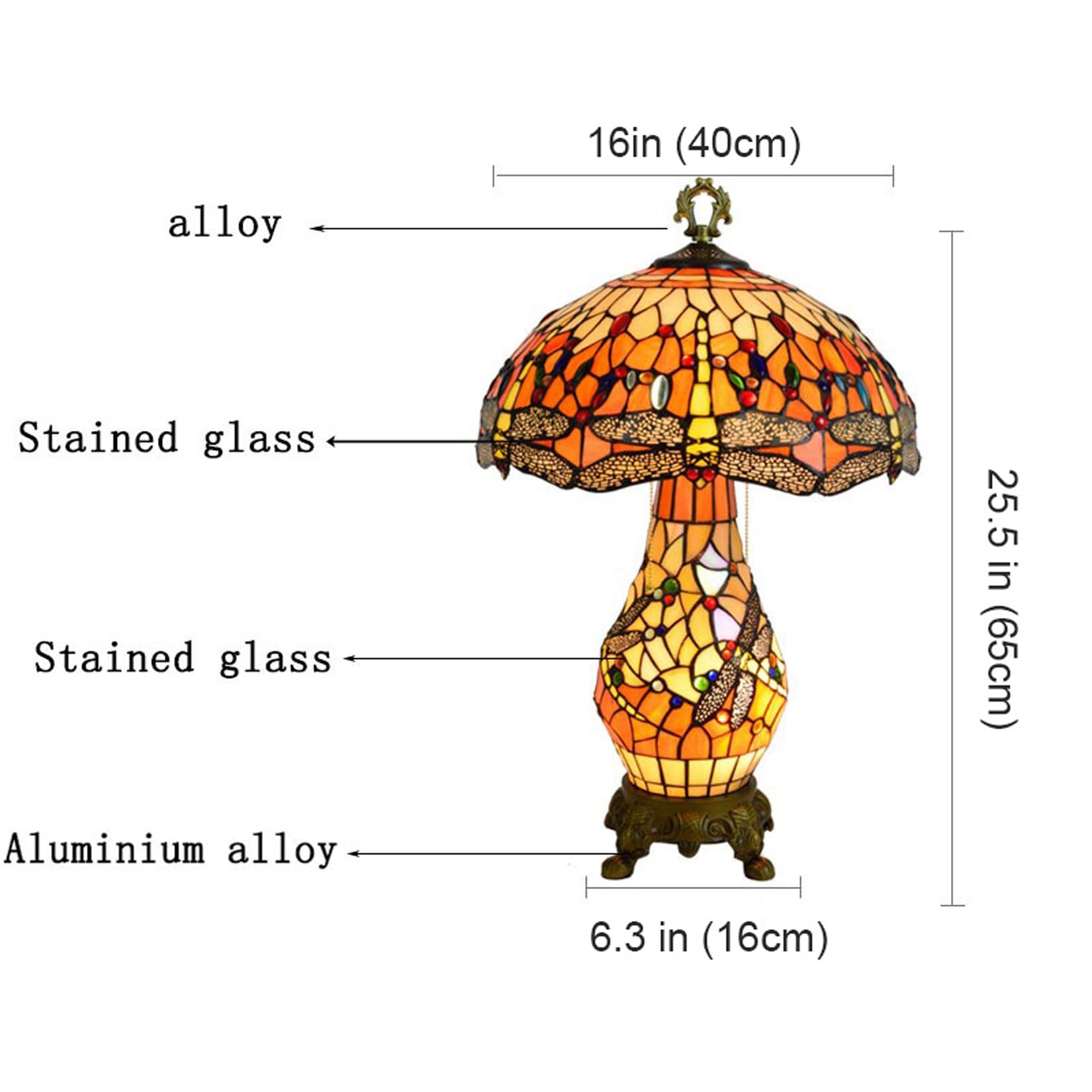 GDLight Lampada Vetro Libellula, Lampada scrivania Vintage Doppio Strato