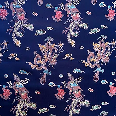 Brocade Chinese Dragon Embroidered Satin Fabric Cover