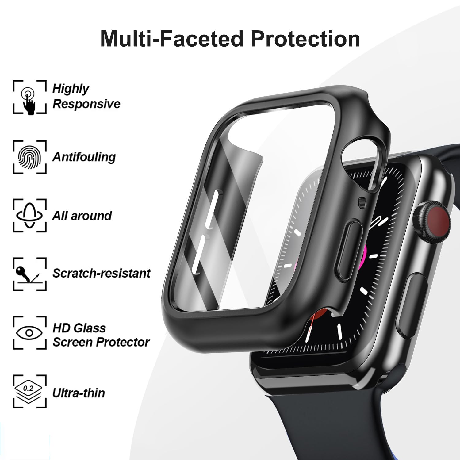 Twarde etui do Apple Watch Series 11 10 42 mm, etui ochronne ze szkła hartowanego, pełna osłona ochronna do IWatch, odporne na wstrząsy, matowe, akcesoria, czerwone, pomarańczowe, żółte, zielone