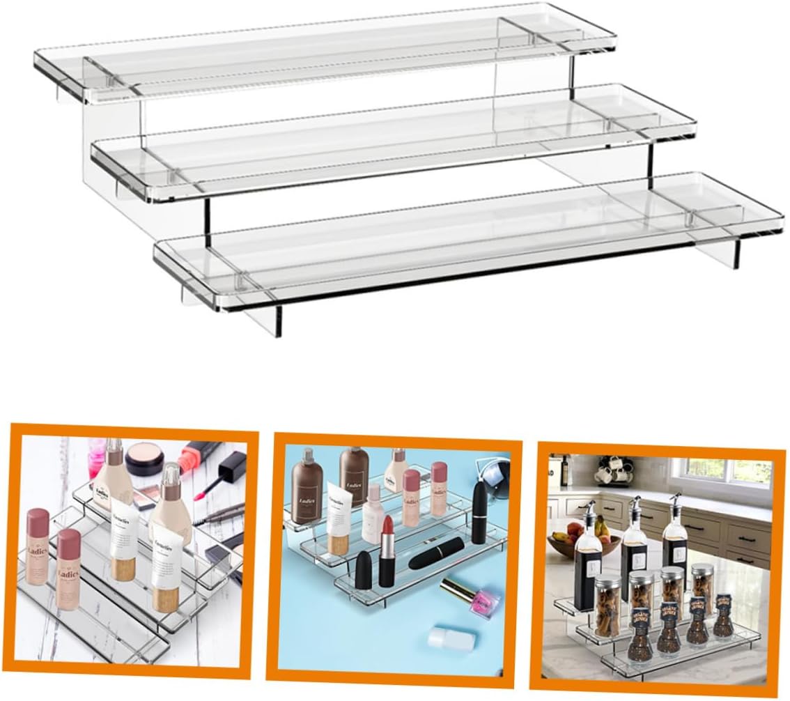 Cabilock Spice Rack Organizer Three Cabinet Shelf Seasoning Bottles Makeup Storage Rack Kitchen Pantry Countertop Storage Solution