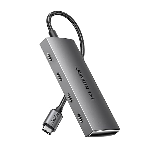 UGREEN USB C Hub 10 Gbps, Adapter mit 4 USB C 3.2 Ports, Hochgeschwindigkeits USB C Multiport Splitter für iPhone 15/15 Pro, MacBook Pro, iMac, iPad Pro, Chromebook, Galaxy S23 und mehr