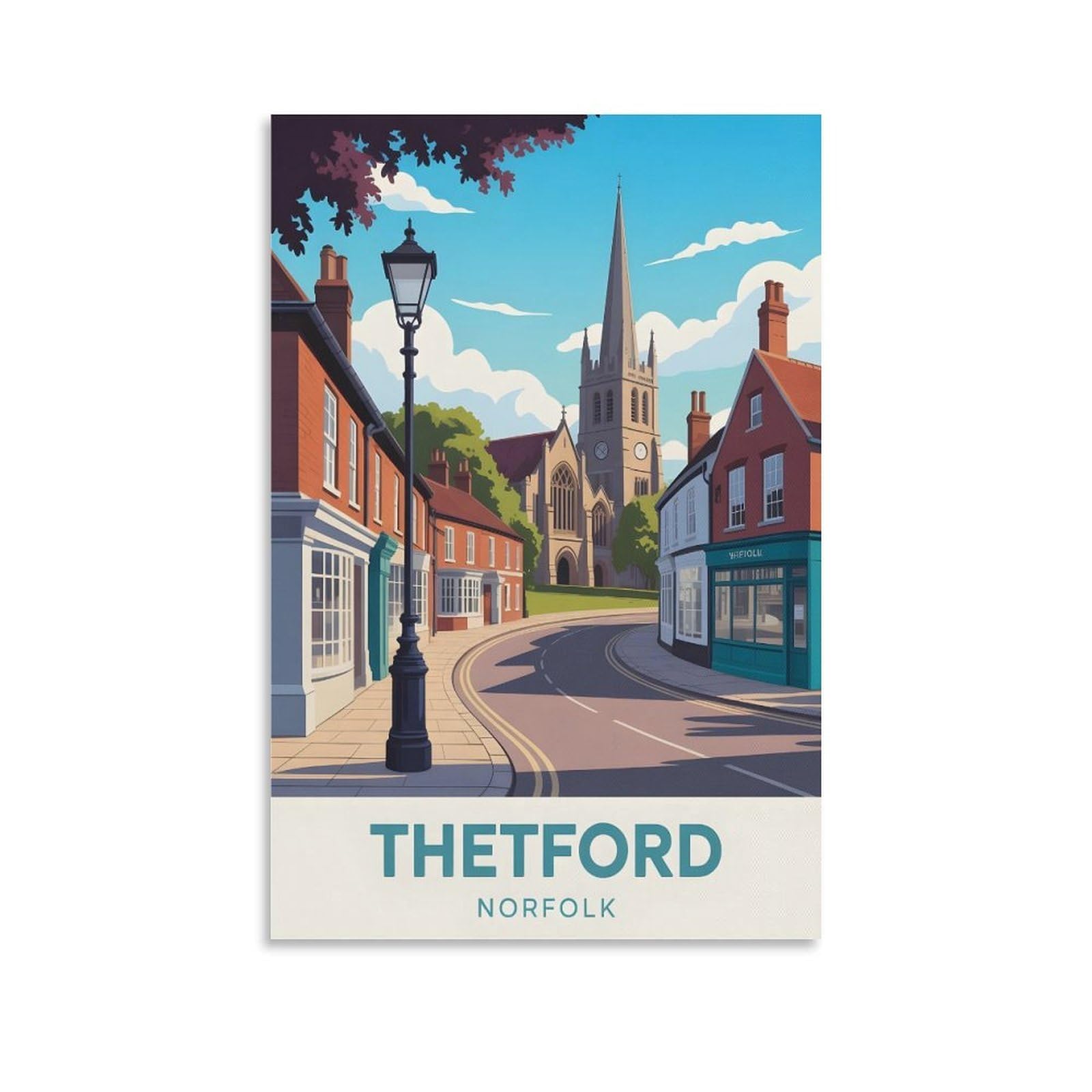 Lcynnh Unframe-Style Thetford Norfolk Vintage Travel Poster 16X24inch(40X60cm) Print Home Bedroom Office Living Room Decor Canvas