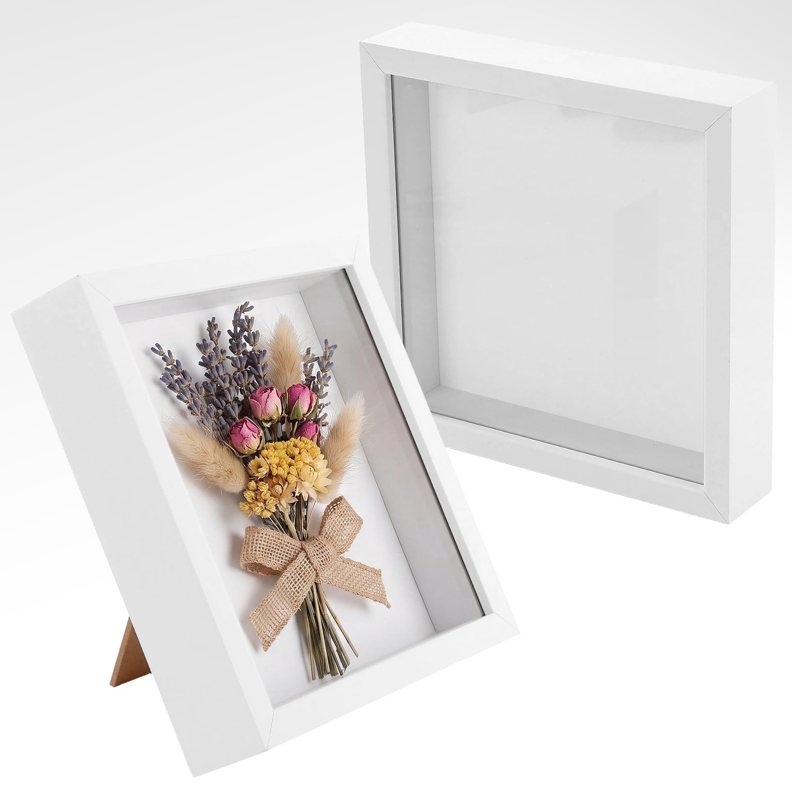 WENLISELL 2 Pack White Shadow Box Frames 10x10 Inch, 3cm Depth