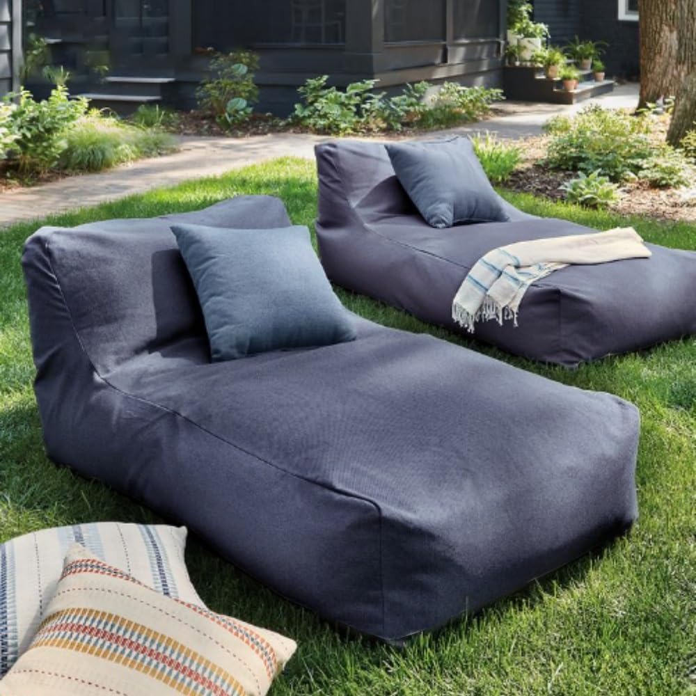 SXBCyan Funda Sillón Tipo puf (sin Relleno) Puf de Exterior para Adultos Funda Sillón Cama Grande Chaise Longue Puf Sofá Sofá Perezoso Muebles de día para Patio Jardín(125cm-dark Grey)