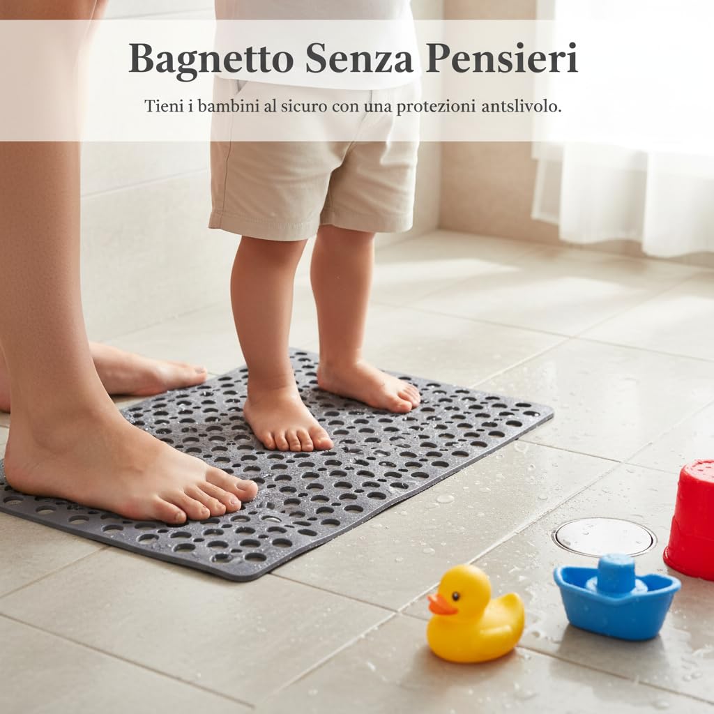 Tappeto Bagno Antiscivolo per Doccia, Grigio, 80x120cm | Superficie antiscivolo, Tappeto Bagno, Per l'igiene personale, Per cerca