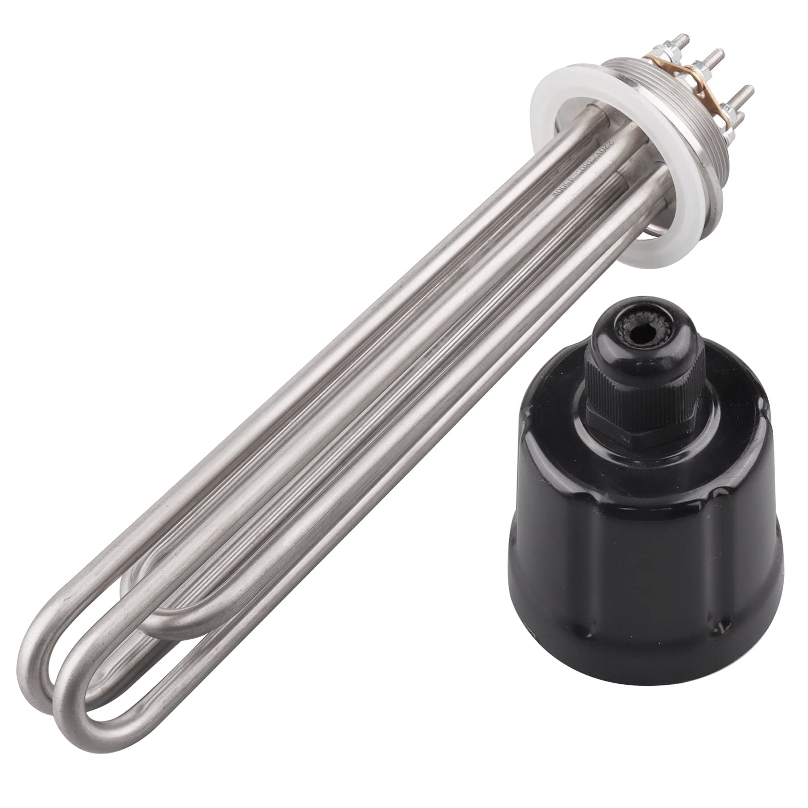 Elemento riscaldante Tri-Clamp, DN50 220 4500 W, 2 pollici, radiatore elettrico tubolare con copertura in plastica nera e anello in silicone