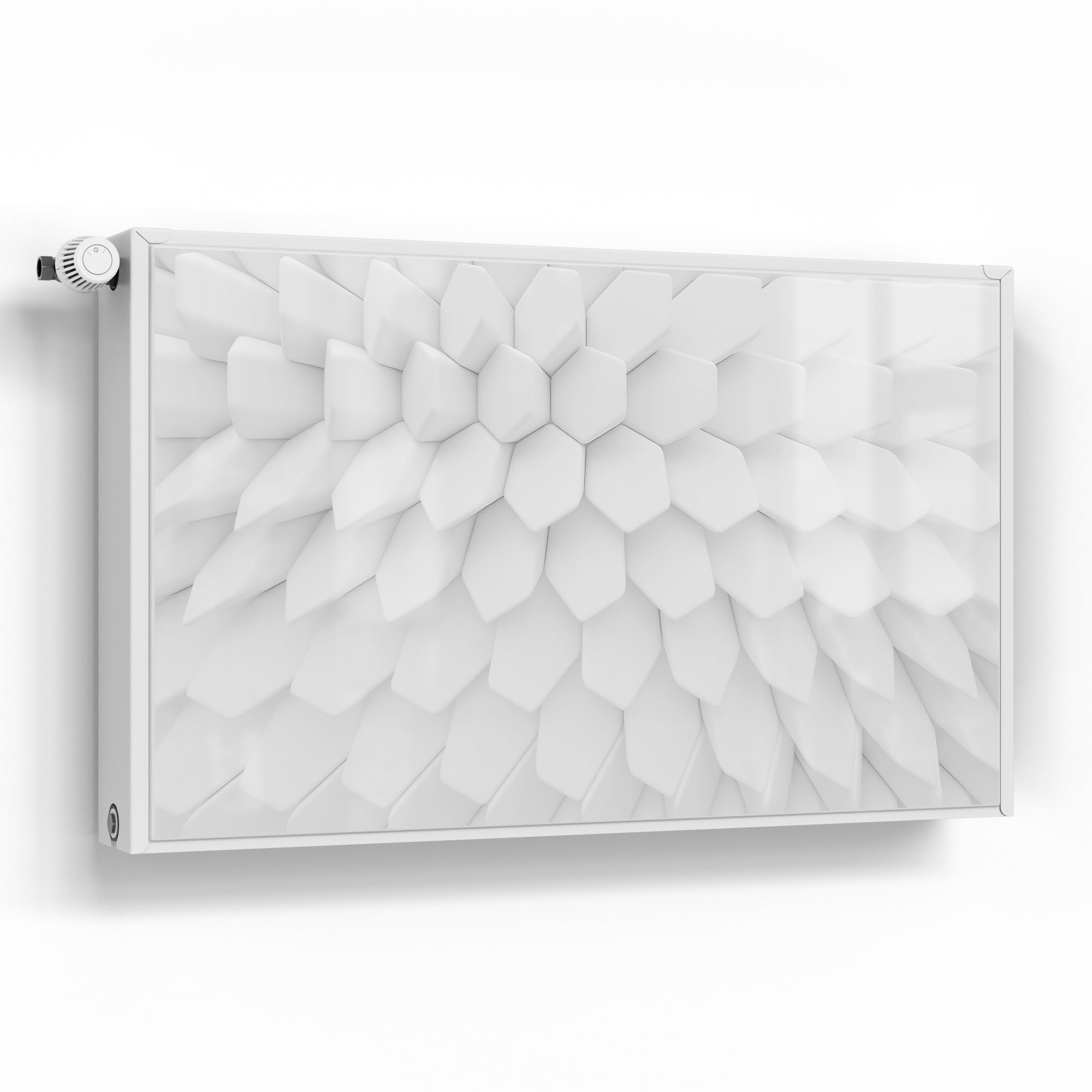 DEQORI Folia magnetyczna do ogrzewania 100 x 60 cm | motyw sześciokątnej harmonii | dekoracyjna mata magnetyczna, ochrona grzejników | magnetyczna folia dekoracyjna, samoprzylepna, magnetyczna i do