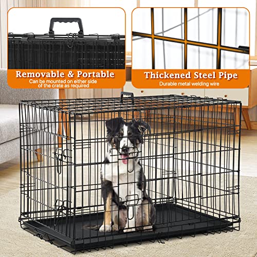 48 Inch Large Dog Crate Dog Kennel Cage Metal Wire Crates Pet Cages Double-Door Foldable Kennels with Handle and Plastic Tray Indoor&Outdoor,Black XXL 48 Inch Large Dog Crate Dog Kennel Cage Metal Wire Crates Pet Cages Double-Door Foldable Kennels with Handle and Plastic Tray Indoor&Outdoor,Black XXL