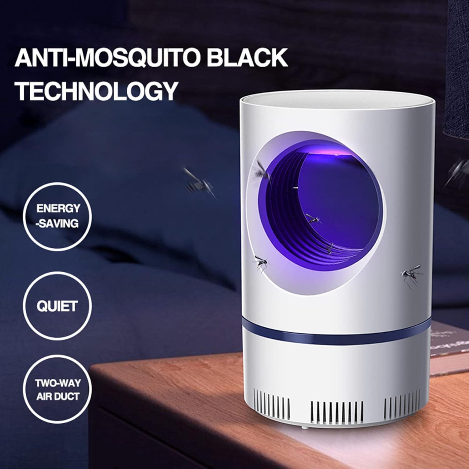 Trappola per zanzare interna USB, cattura mosche e piccoli insetti, lampada notturna a LED | BUZZOFF
