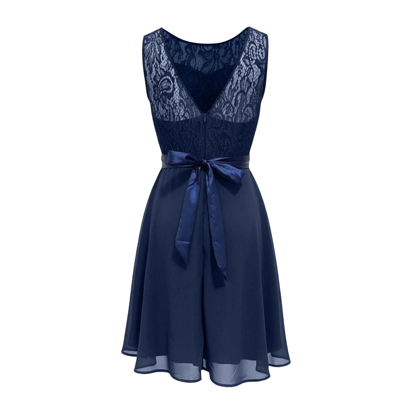 Generico Abito Cerimonia Donna Senza Maniche con Vita Stretta e Gonna in Tulle Fluido Vestito Invitata Matrimonio Elegante Abito Damigella Curvy Taglie Forti per Cocktail Sera Lavoro 18 Anni Festa,