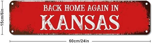 Miniatura 2 de Letrero de metal Back Home Again in Kansas, arte de pared de metal del estado de Kansas, letrero de aluminio con orgullo de la ciudad, fácil de