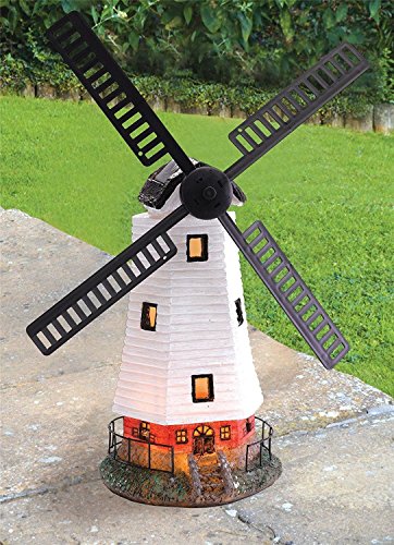 Solalite traditionnel Fonctionne à l'énergie solaire Moulin à vent Wind Powered LED Jardin Ornement