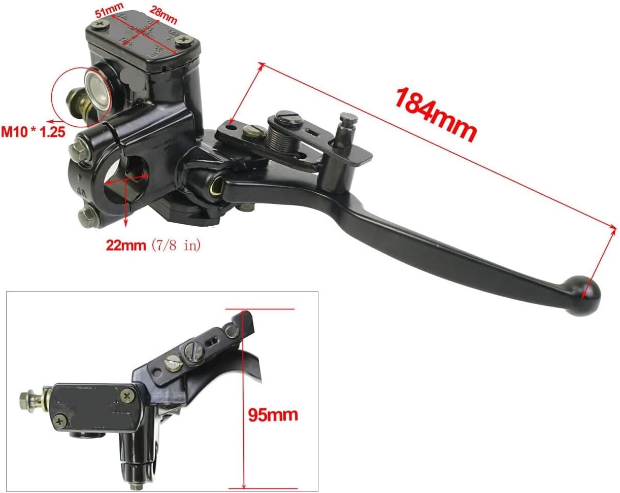 Motorcycle Rear Hydraulic Disc Brake Master Cylinder Caliper Assembly Brake for 50-125CC ATV Quad Off-Road Dirt Bike
