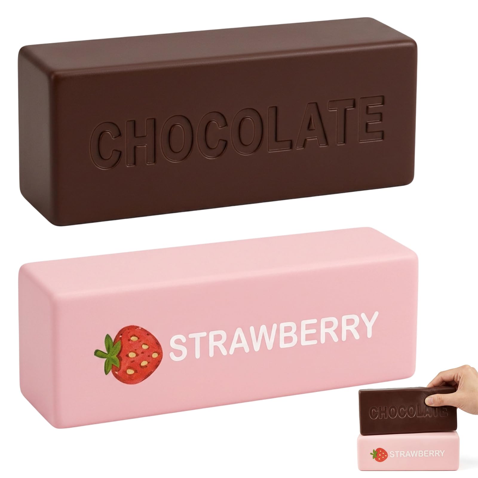 2-Piece Butter Squishy Set, Chocolate and Strawberry Squishy for Adults, Desk Accessories for Relaxation