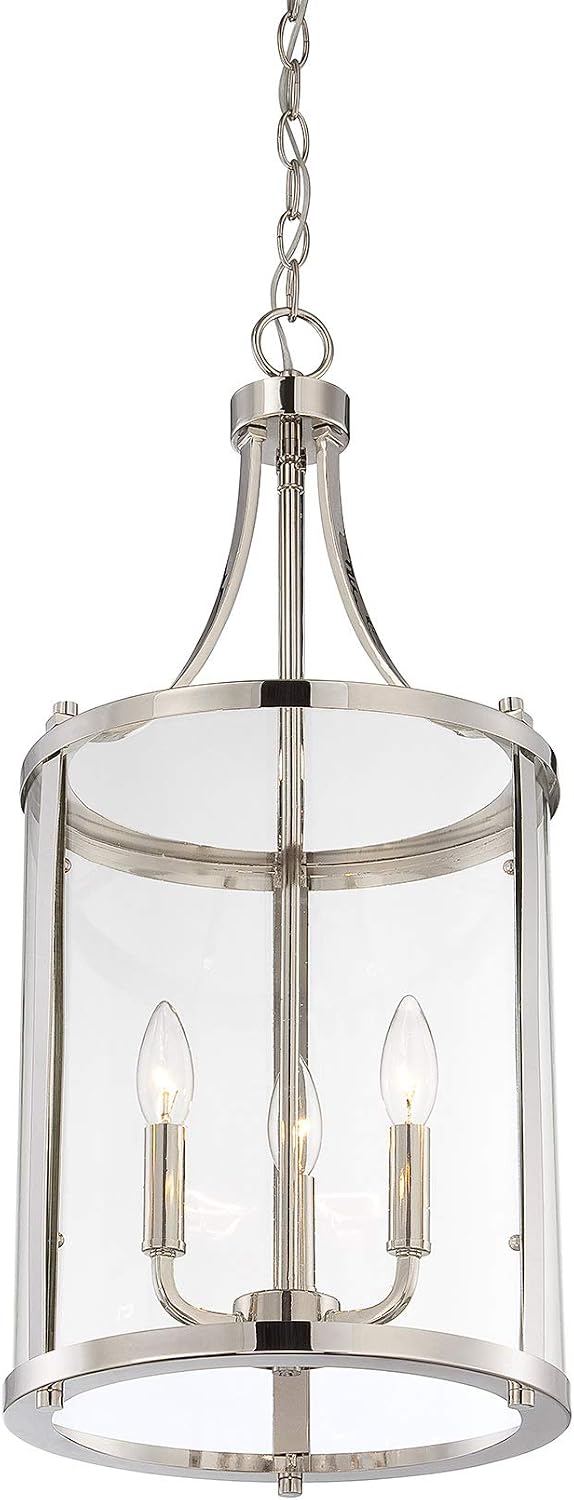 Savoy House 7-1040-3-109, Penrose 3-Light Small Foyer Lantern, Polished Nickel