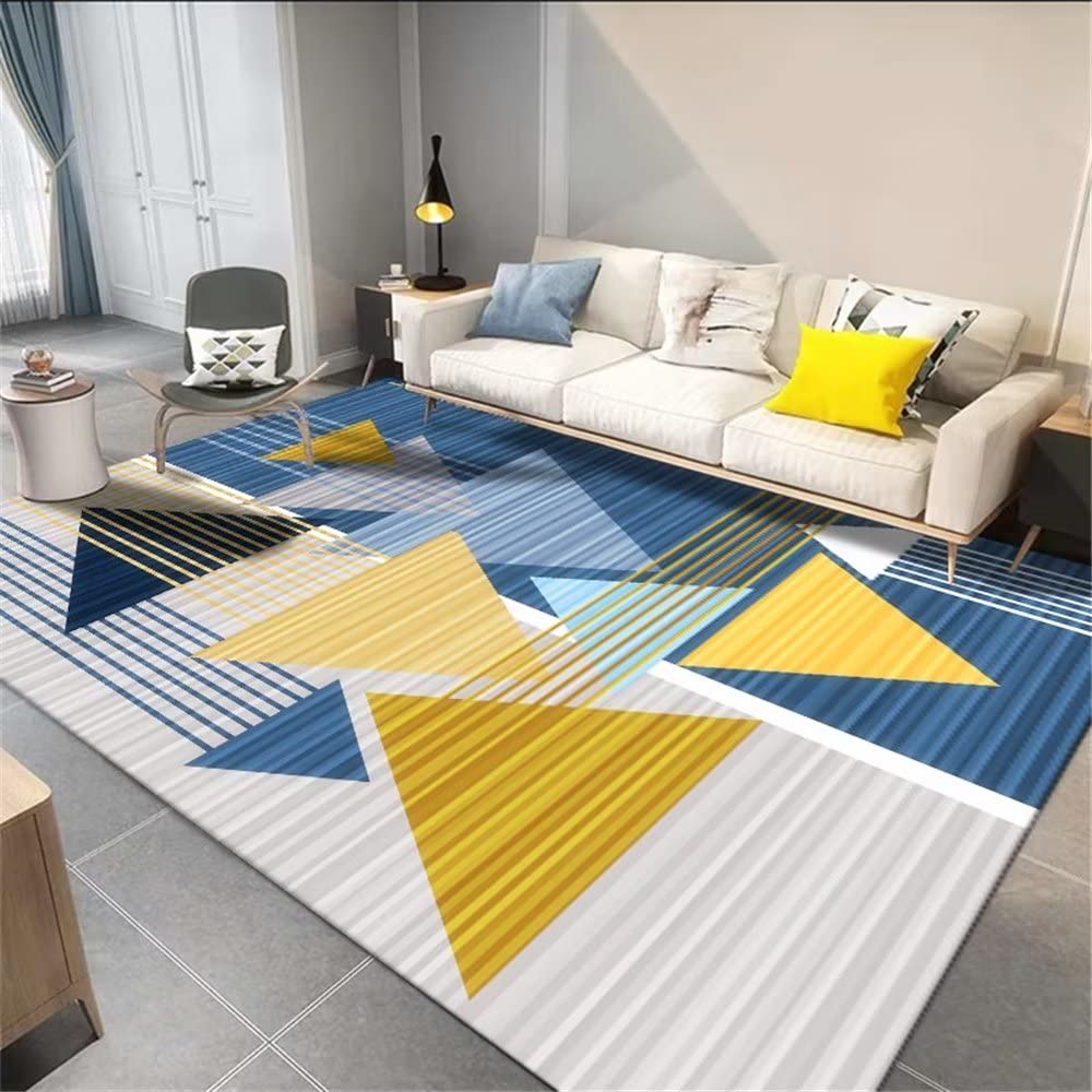 Tapis chambre ado jaune résistant aux taches taille 180x250