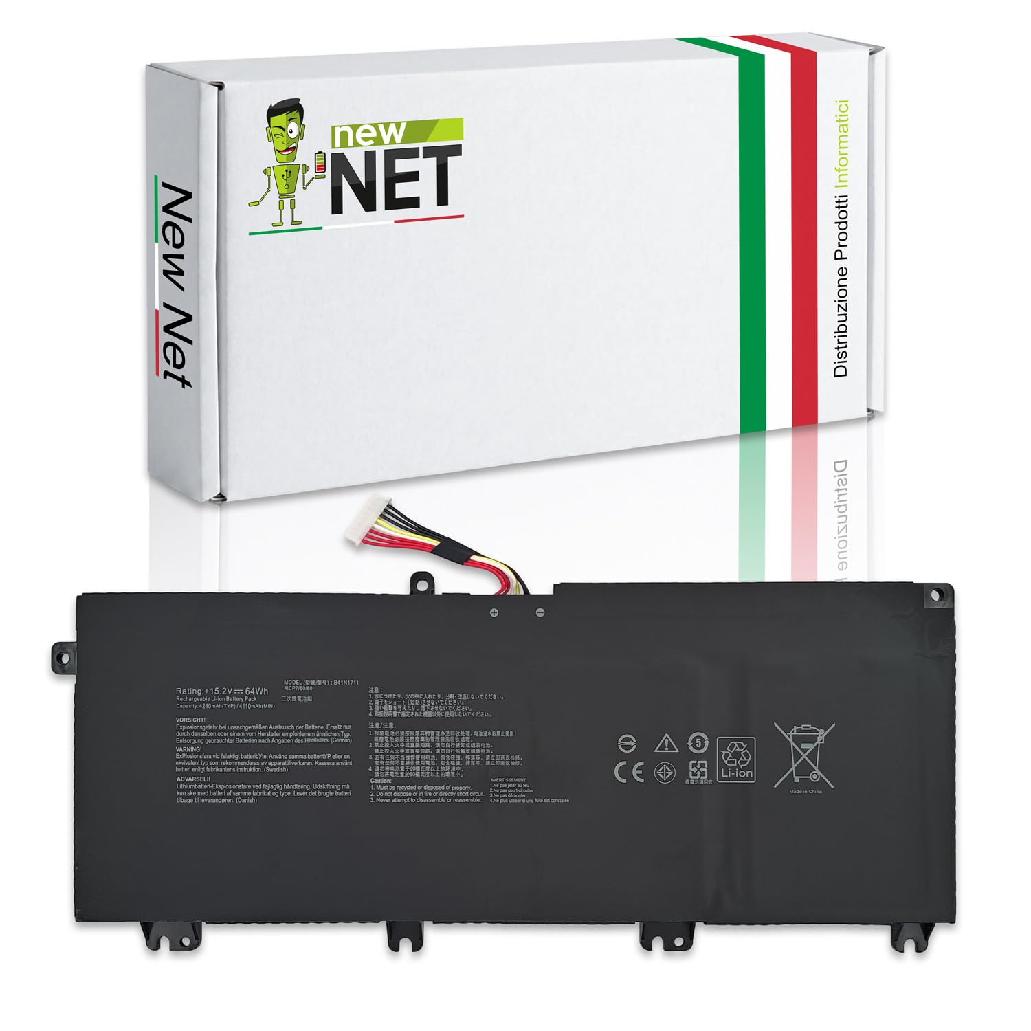 New Net - Batteria B41N1711 [15.2V - 4240mAh] compatibile con ASUS TUF Gaming F705D, F705DT, FX705, FX705D, FX705DD, FX705DT, FX705DU, FX705DY, FX705G, FX705GD, FX705GE