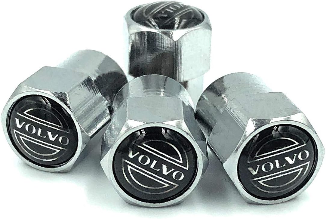 Metal Chrome Car Tyre Wheel Valve Dust Caps. T5 Turbo V40 XC60 XC90 Cross Country Polestar V60 V90 S60 S40 V70 XC70 440 850 S90 940 Estate C30 C70 P1800 V50