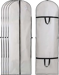 Garment Bags for Travel 4 Pack - Dustproof Hanging Clothes Cover 70 Inch Long Dress & Suit Bags - Full Zipper Protective Case for Wedding Gowns