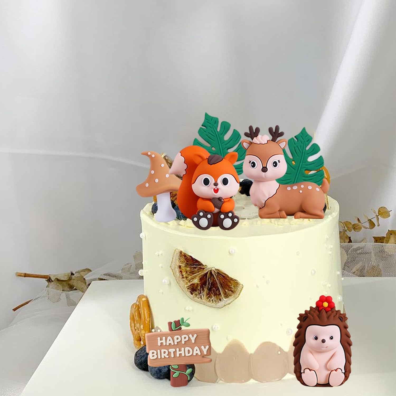 Woodland Cake Toppers Forest Animal Cake Decorations with Squirrel Hedgehog Deer Mushroom for Baby Shower Birthday Party Decorations - Image 6