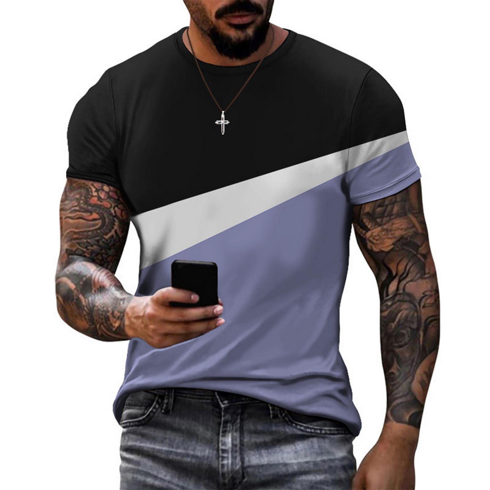 MOGSA T-shirt T-Shirt Per Uomo O Collo Pullover Manica Corta Tee Shirt Oversize Mens T-shirt Casual Top Unisex Abbigliamento