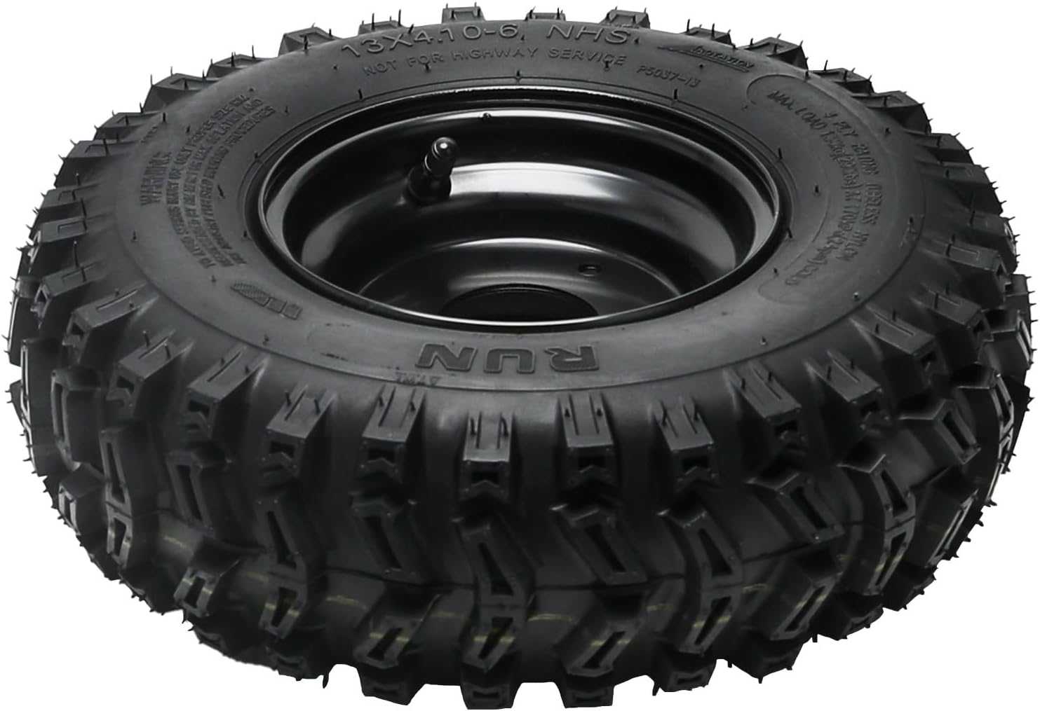 4Pack 13x4.10-6 ATV Tires & Wheels with 17mm Front Hub, 23T Rear Hub, 78mm Bolt Pattern + Steering Knuckle Spindles for 110cc 125cc 150cc Quad Dirt Bike Go Kart Buggy Lawn Mower