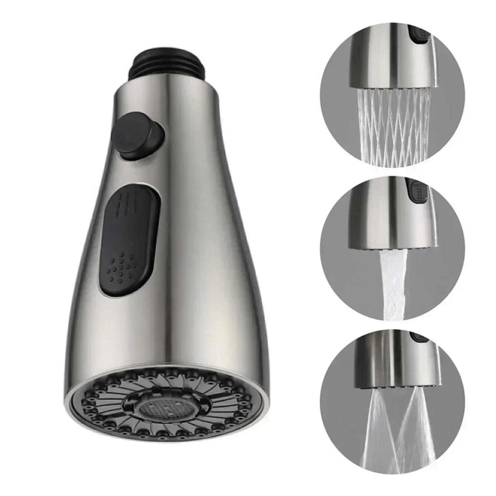 1 ugello spruzzatore for rubinetto da cucina estraibile, 3 modalità, antispruzzo, ABS, universale, 1/2", for lavello, doccia, risparmio idrico Per Lavello(Silver)