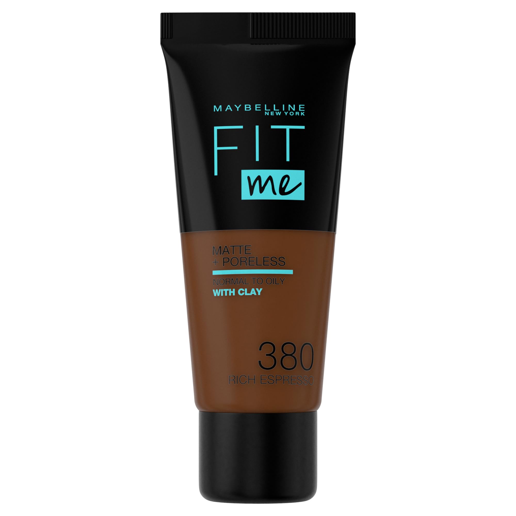 MAYBELLINENew York Fit Me Foundation, Matte & Poreless, Full Coverage Blendable Normal to Oily Skin, 380 Rich Espresso 30ml