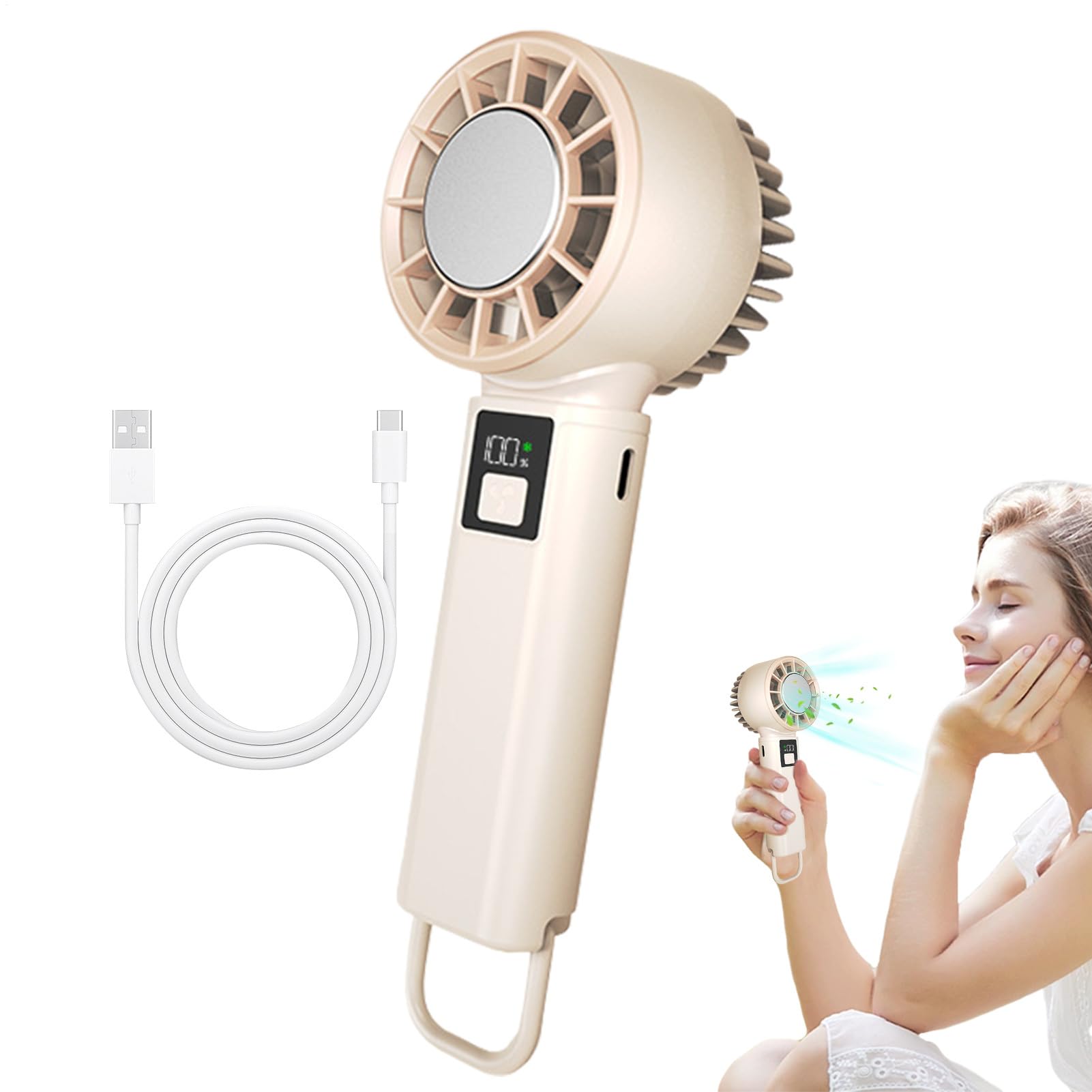 Ventilateur personnel fort flux d'air portable 2000 mAh contre les vagues de chaleur
