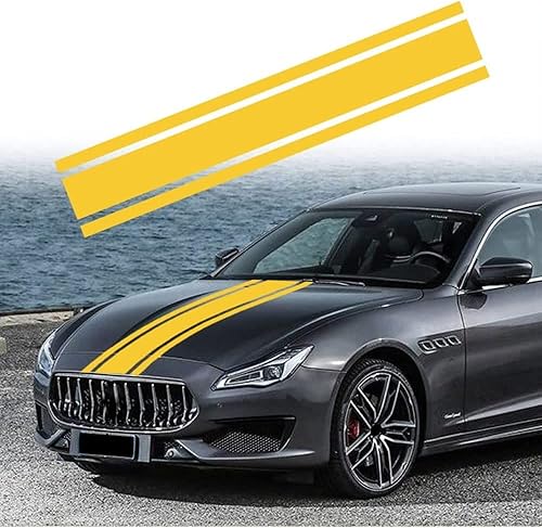 Miniatura 2 de Calcomanía de rayas para capó de automóvil, 47 x 9.8 pulgadas, amarillo, vinilo, para vehículos