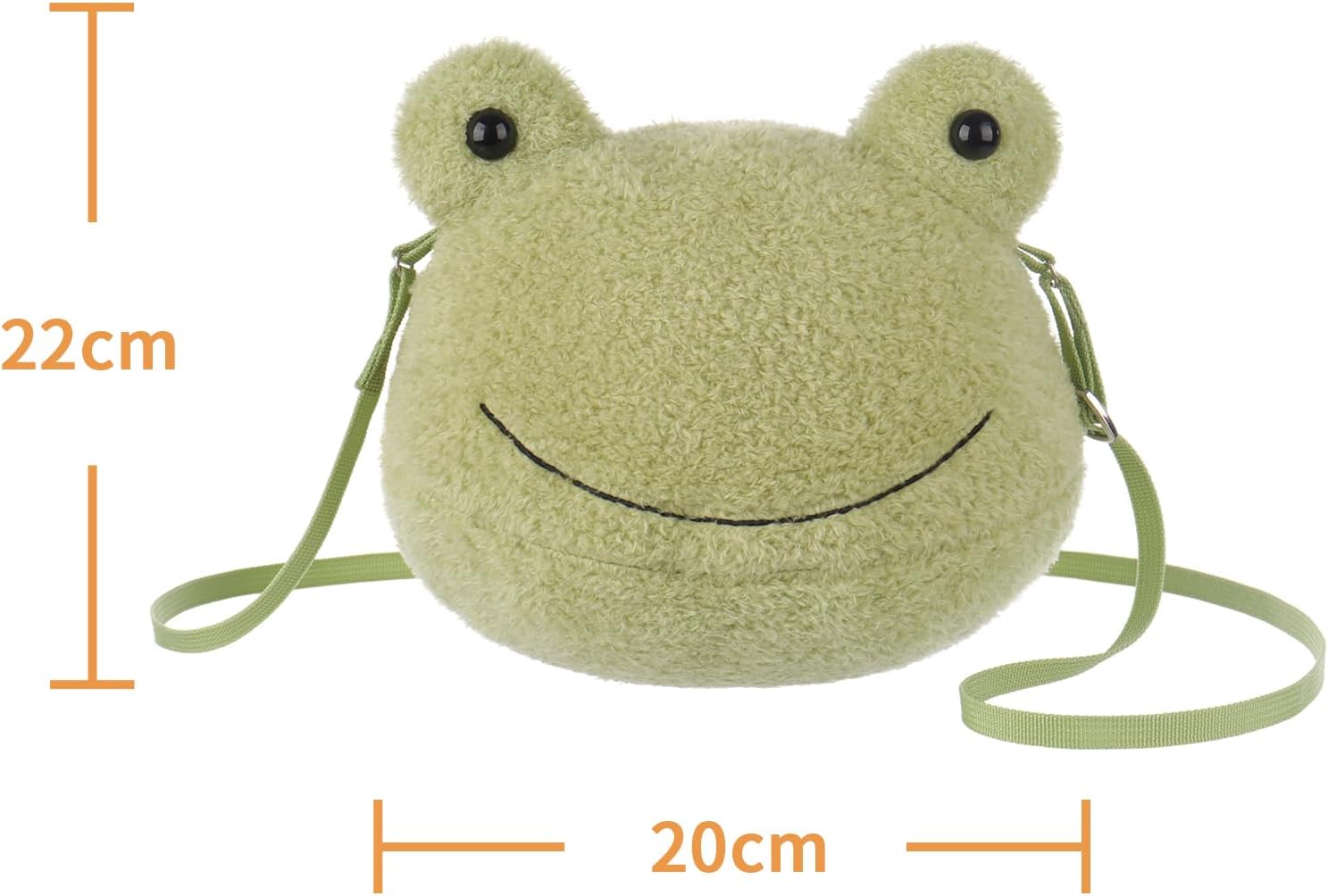 Apricot Lamb Velvet Frog Shaped Crossbody Plush Purse for Toddlers and Teen Girls, Stuffed Animal Shoulder Bag, Kids Fashion Handbags, 8.7 Inches