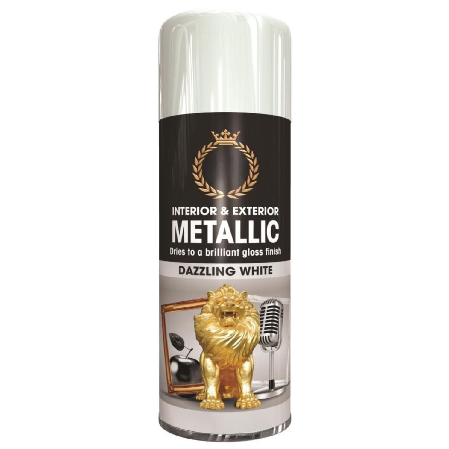 Metallic Spray Paint 400ml Multi-Purpose Use, Spray for Metal and Wooden Furniture, Ornaments, Decorative Items and Much More for Interior & Exterior (2, Dazzling White)