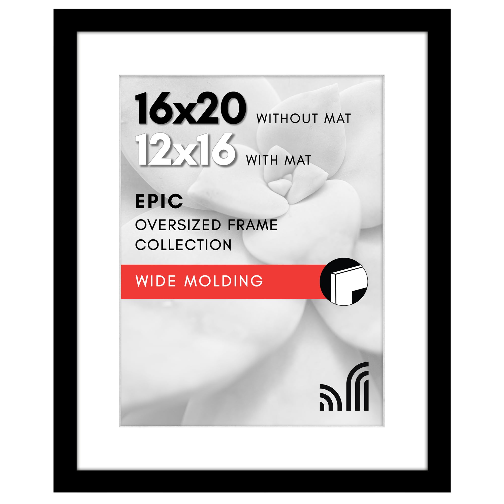 Americanflat 16x20 Picture Frame with Polished Plexiglass - Use as 12x16 Frame with Mat or Display 16x20 Photo