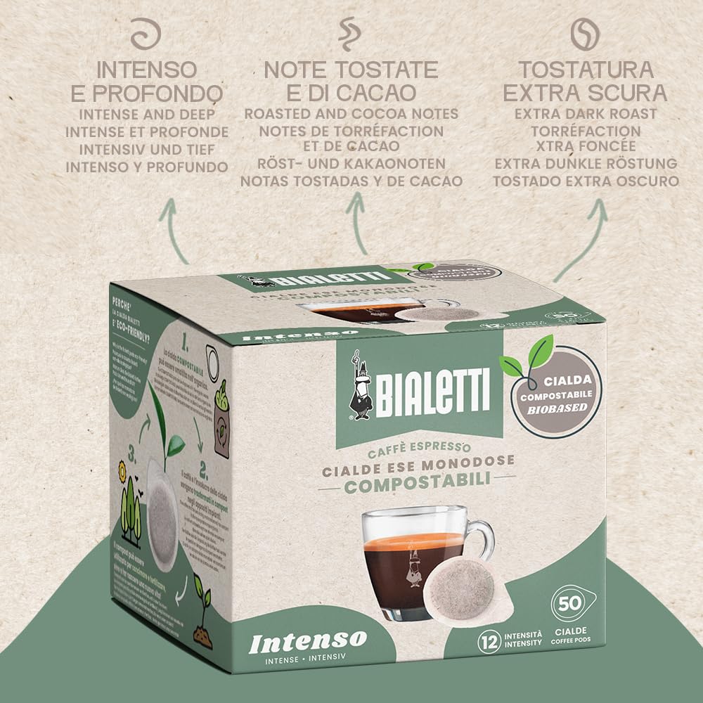 Bialetti Einzelportionspads, Box 50 Stück, Intenso (Packung mit 4)