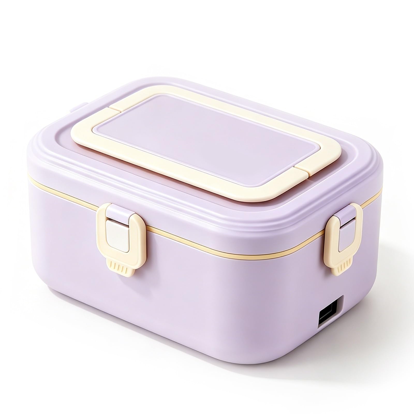 Pudełko na Lunch ze Wkładem ze Stali Nierdzewnej 304 | Bez Konieczności Dodawania Wody,Łatwe w Czyszczeniu,Szczelne,idealne do Biura(Purple,Double compartment)