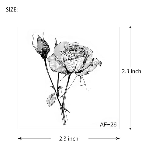 Miniatura 6 de 50 hojas de tatuajes temporales de ramas pequeñas de flores negras para mujeres y niñas, ramo de flores pequeñas, tatuaje temporal de plantas