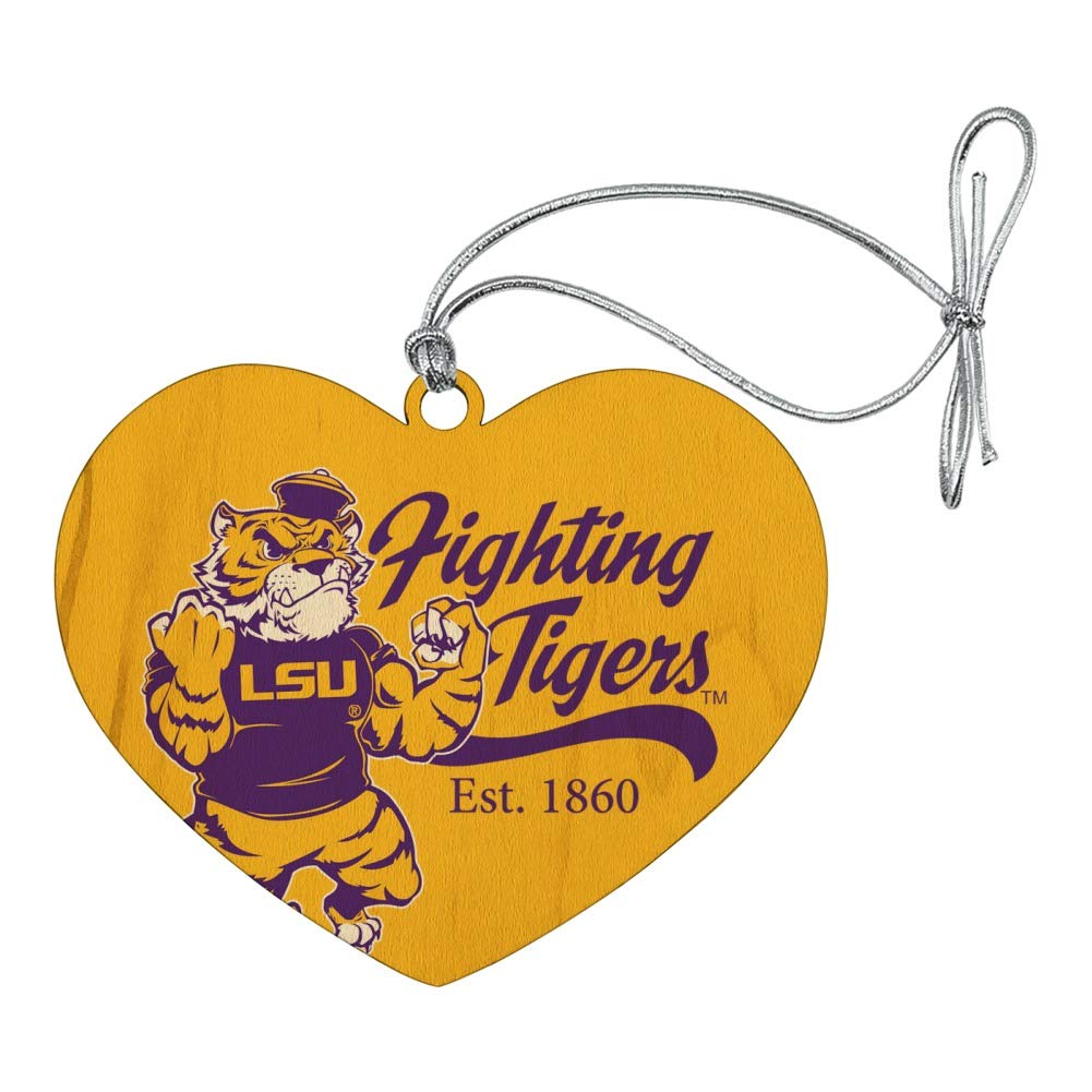 GRAPHICS & MORE Mike The Fighting Tiger LSU Heart Love Wood Christmas Tree Holiday Ornament