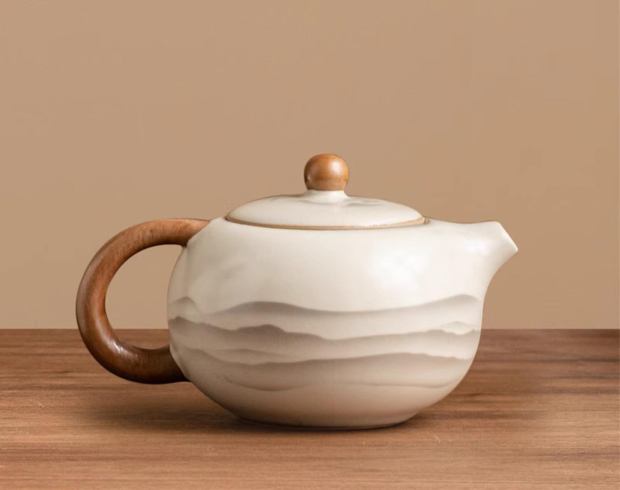 Beżowy Ru Kiln Ceramics Xishi Pot Czajniczek 9 szt. Zestaw, 100 ml 93.6 g, Gospodarstwo domowe Odbiór Gości Kungfu Zestaw Herbaty Garnitur