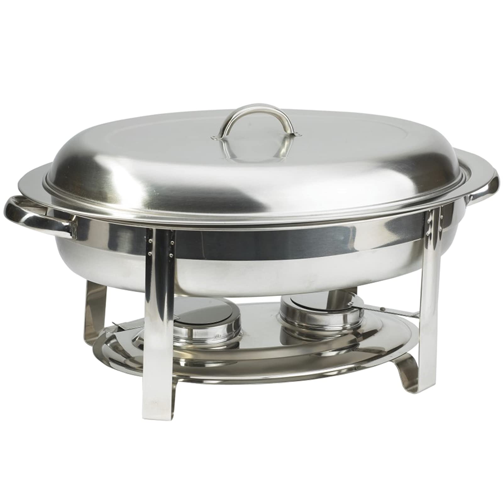Chafing Dish ovale, set scaldavivande da 6 litri con teglia per alimenti, teglia per l'acqua, telaio, coperchio e porta-combustibile, vassoio per catering in acciaio inossidabile di dimensioni stand