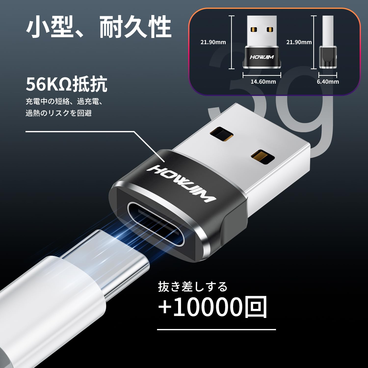 Amazon.co.jp: HOWJIM USB Type-C 変換アダプタ 2個セット 超小型 
