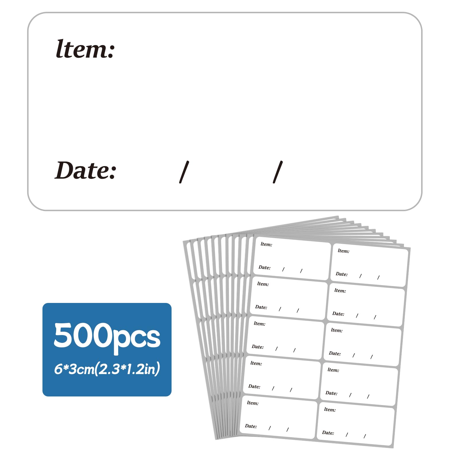 Freezer Labels Easy Peel Off - 500 Pack Food Labels Stickers Date Labels for Food 6x3cm Easy to Write Surface Labeling Storage Containers Fridges Cold Storage and Waterproof No Sticky Residue