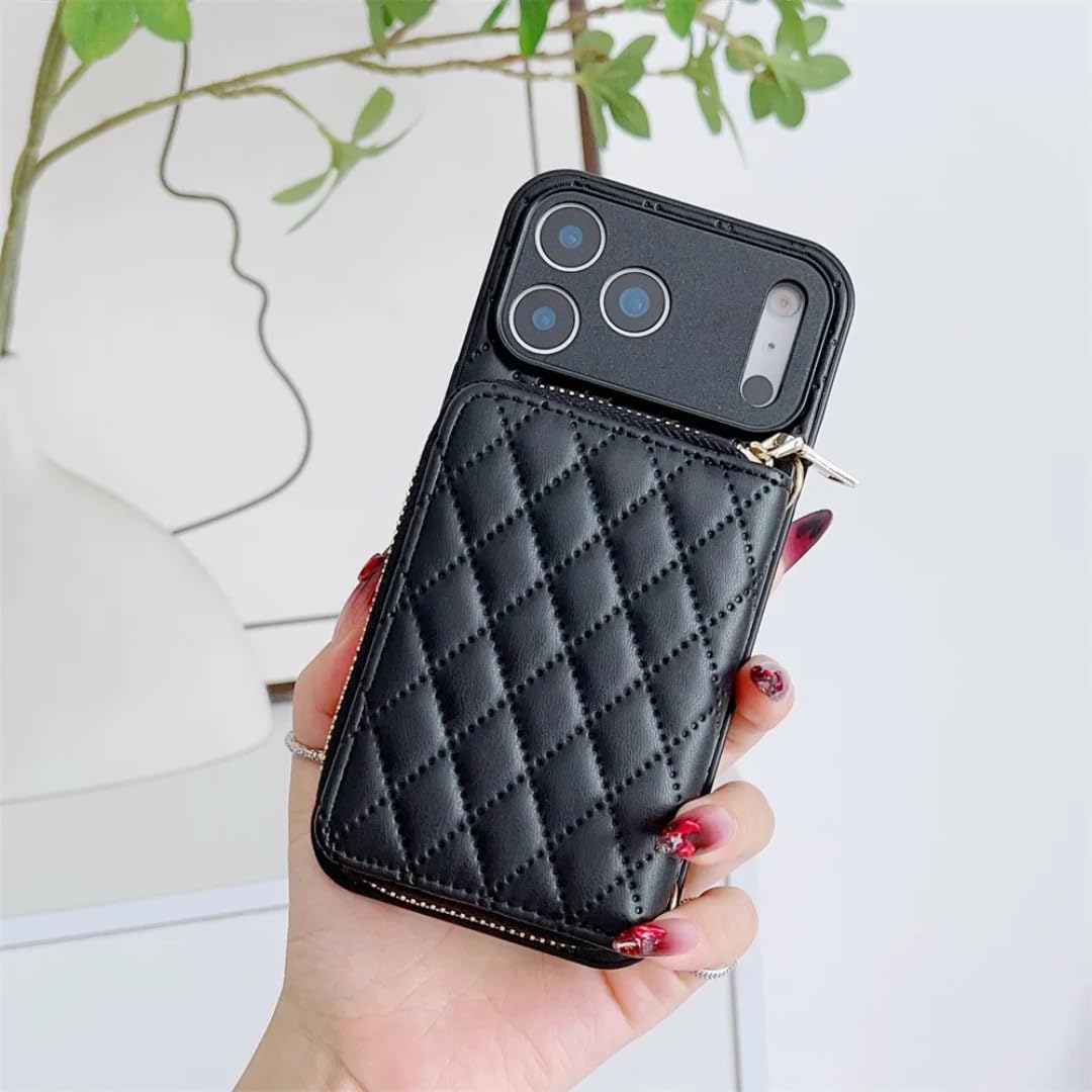 Étui Portefeuille de Luxe à Fermeture éclair avec Porte-Cartes pour iPhone Air (pour iPhone Air/Noir)