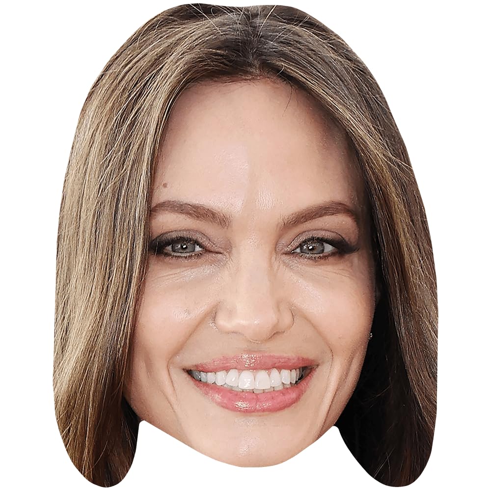 Celebrity Cutouts Lifelike Angelina Jolie (Smile) Celebrity Mask, Flat Card Face, Fancy Dress Mask