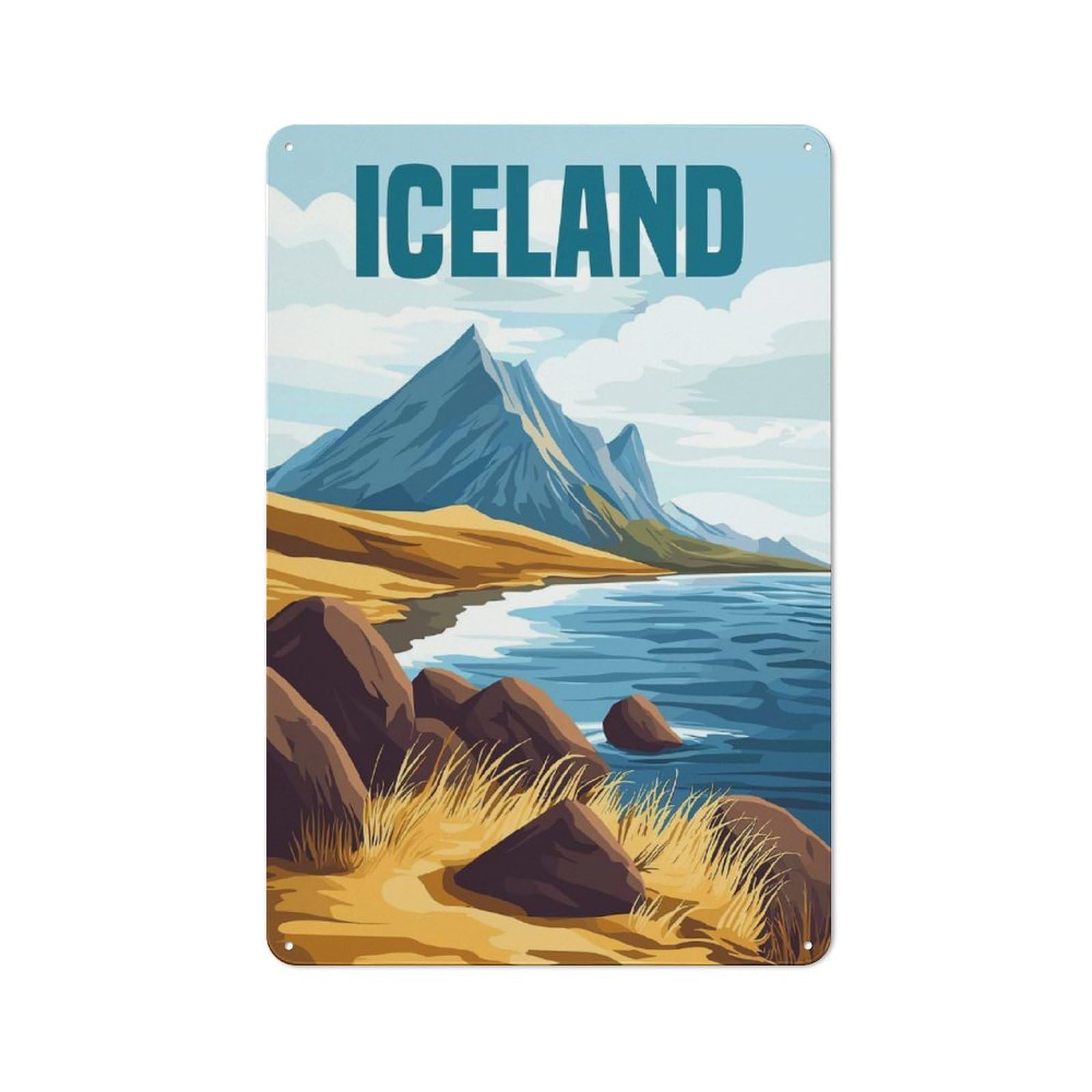Iceland Decorative Metal Plaque 30x20cm, Loft Style Urban Room Decor for Flat, Bar, Studio Or Gallery Wall