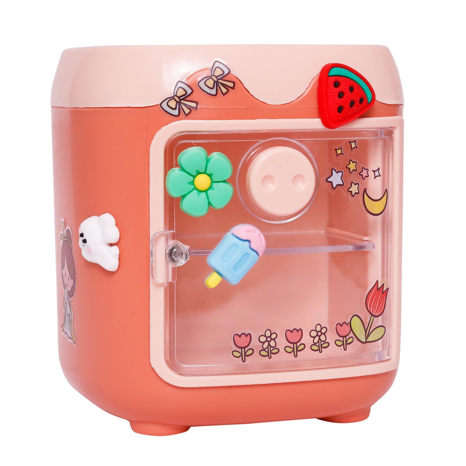 CherryBox Pen Pencil Holder with Drawer for kids, Cosmetic Brushes Holder, Pen Cup for Kids, Office, Desk, School(Jelly Stickers and 3D Stickers Inluded)